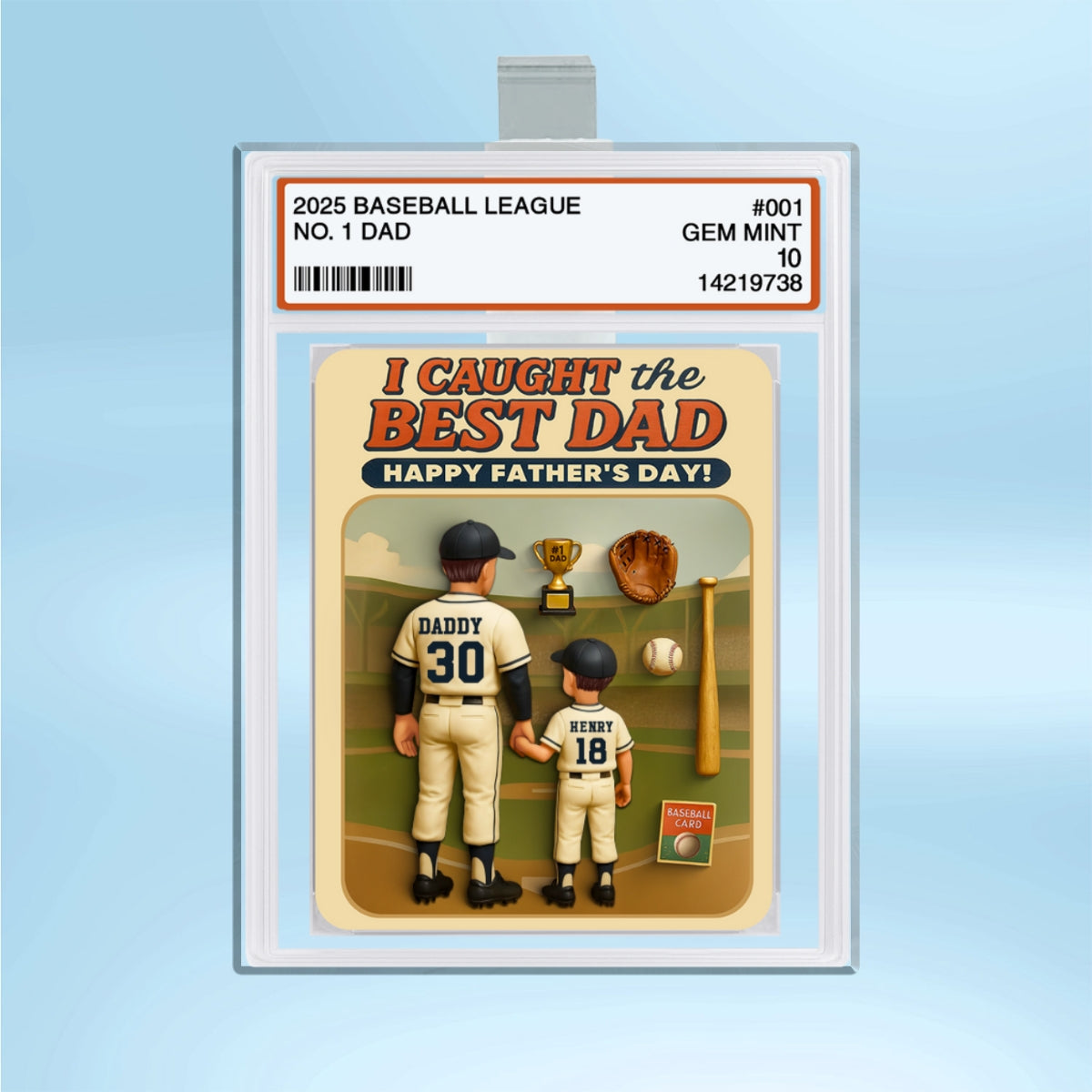 We Caught the Best Dad Trading Card Personalized Acrylic Car Visor Clip, Father's Day Gift for Baseball Dad