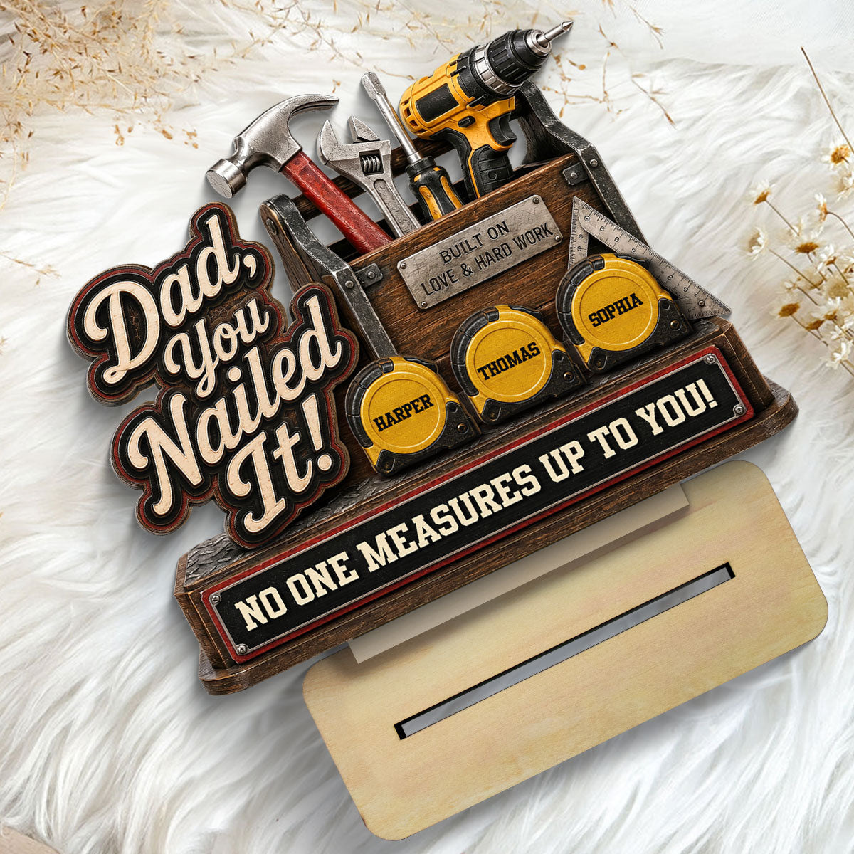 Dad You Nailed It Custom Name 2D Flat - Personalized 2-Layered Wooden Plaque - Father's Day Gift For Dad