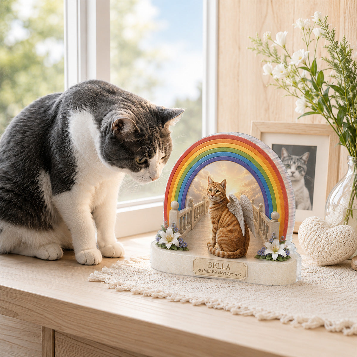 Rainbow Bridge Pet Memorial from Photo - Personalized Acrylic Block