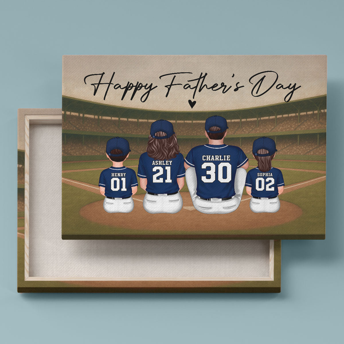 Retro Vintage Baseball Family Daddy's Dream Team Personalized Wrapped Canvas| Unique Father's Day Gift For Dad