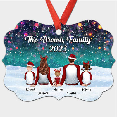 Family Snow Sparkling Personalized Christmas Ornament