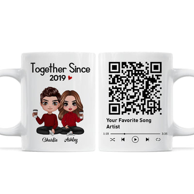 Couple Sitting Together Since Favorite Song QR Code Personalized Mug