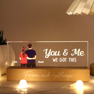 Back View Couple Gift For Him Gift For Her Personalized Acrylic Block LED Night Light
