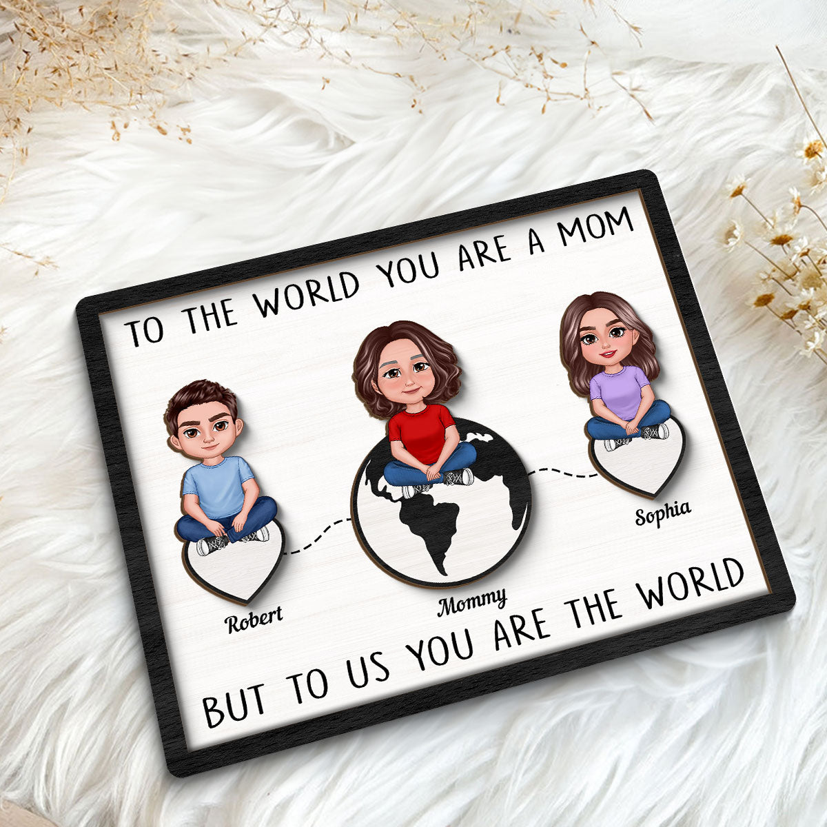 Grandma Mom You're The World Personalized 2-layer Wooden Plaque, Gift For Mom, For Grandma