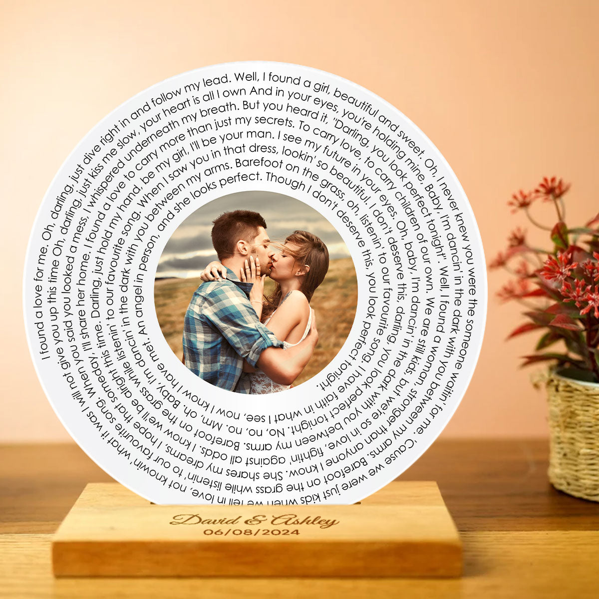Couple Besties Family Photo Favorite Song Lyrics Personalized Acrylic Record Plaque, Heartfelt Gift For Couple, For Him, For Her, Boyfriend, Girlfriend, Husband, Wife