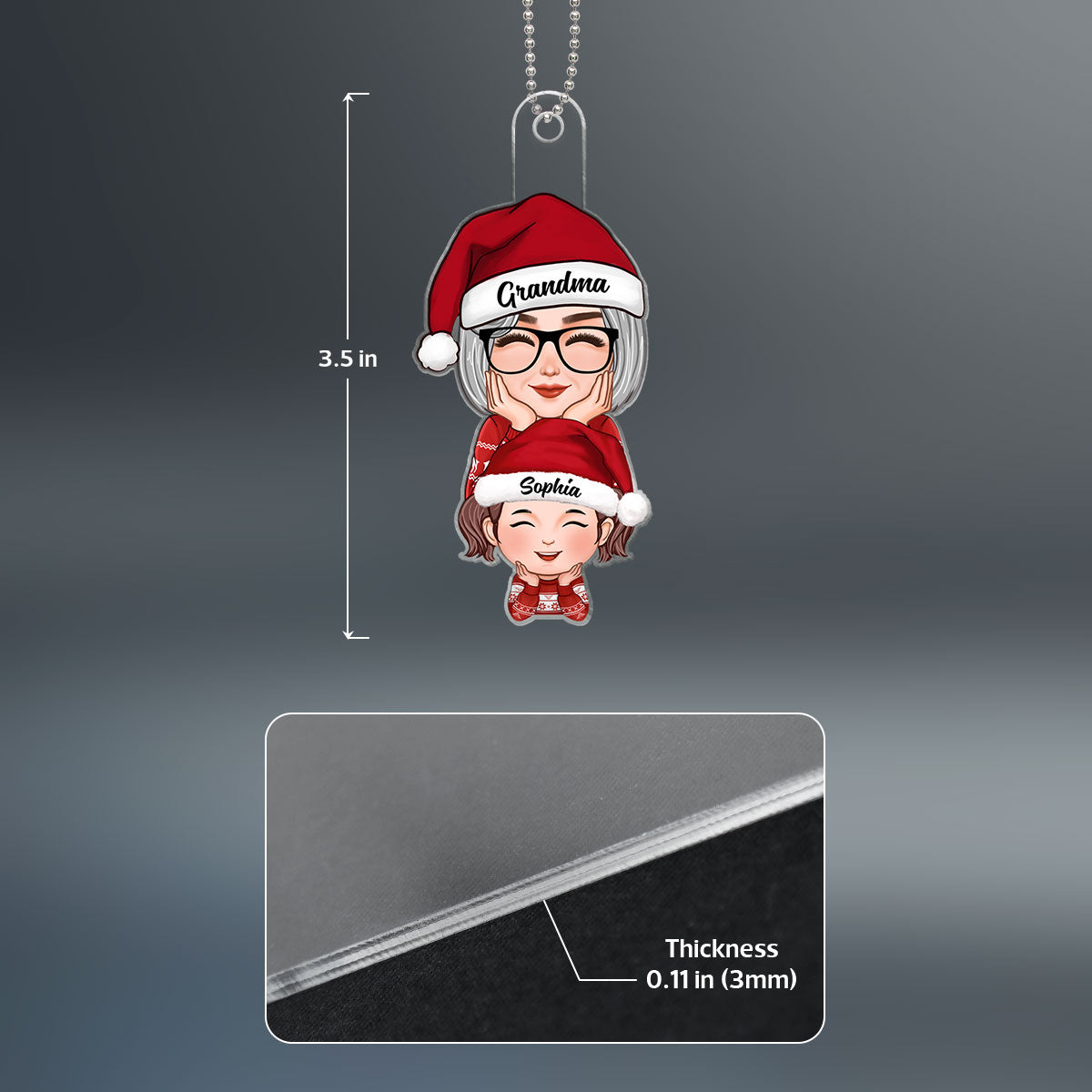 Cute Grandma Granddaughter Grandson Stacked Christmas Gift Personalized Acrylic Ornament
