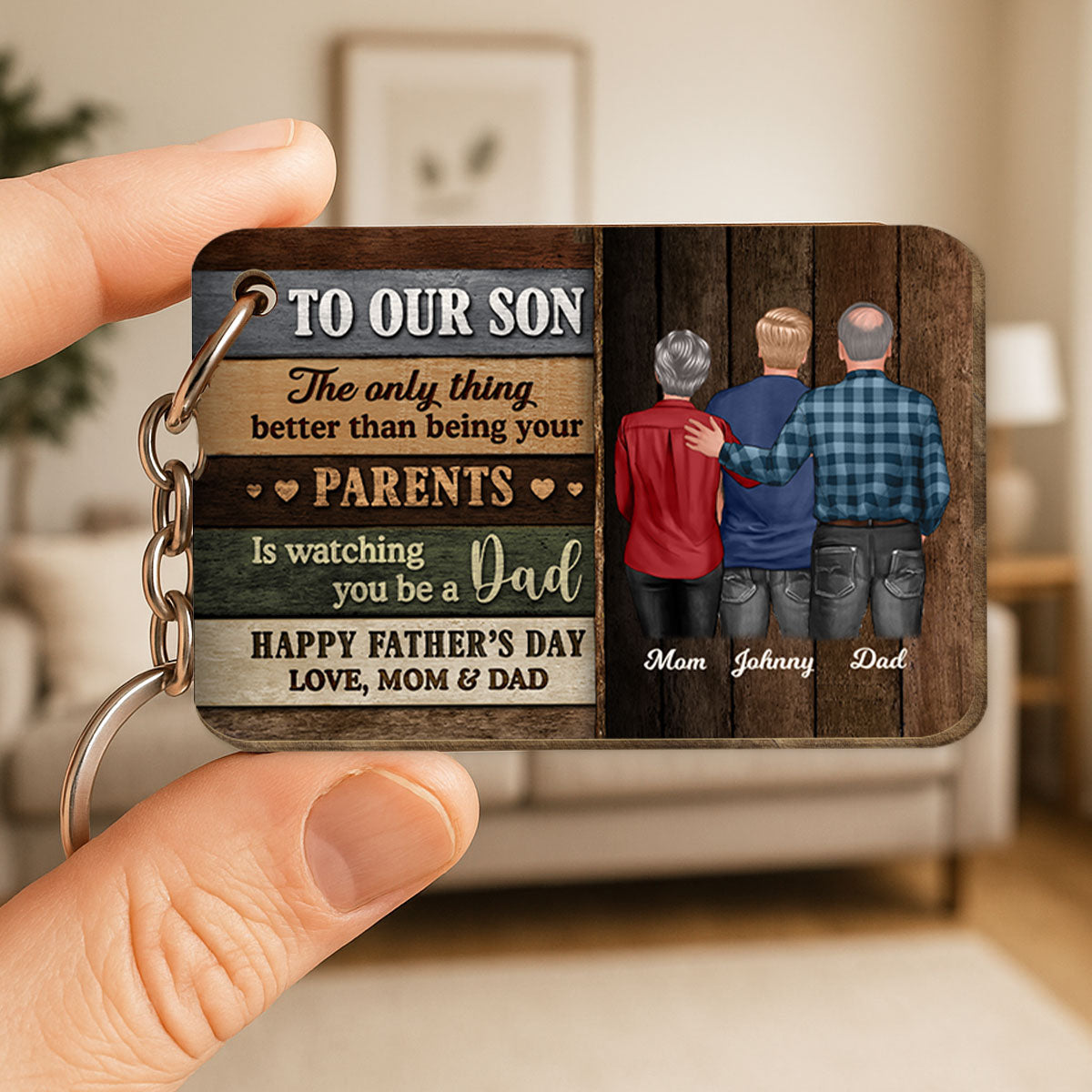 Colored Wood Pallets To My Son From Mom Happy Father's Day Personalized Wooden Keychain