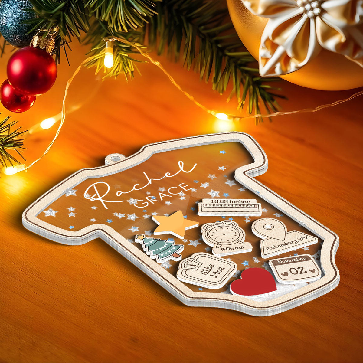 Baby's First Christmas Personalized 4D Shaker Ornament, Custom Newborn Gift