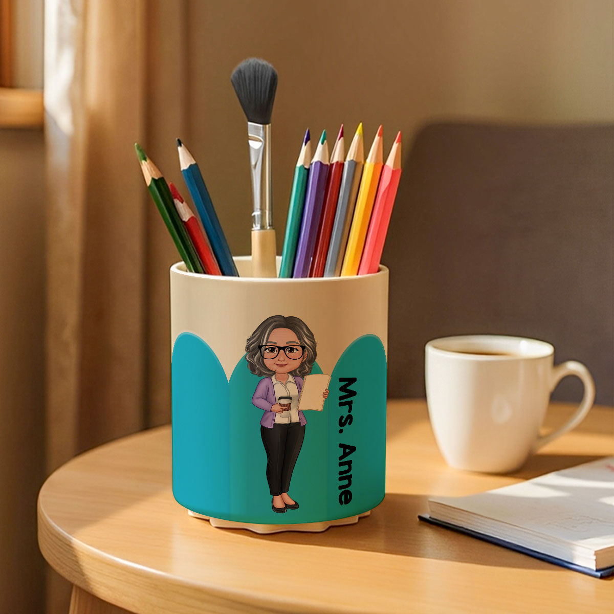 Personalized Rotating Pen & Pencil Holder for Desk Decor for Classroom, Teacher Organization, Back to School Teacher Gift Idea