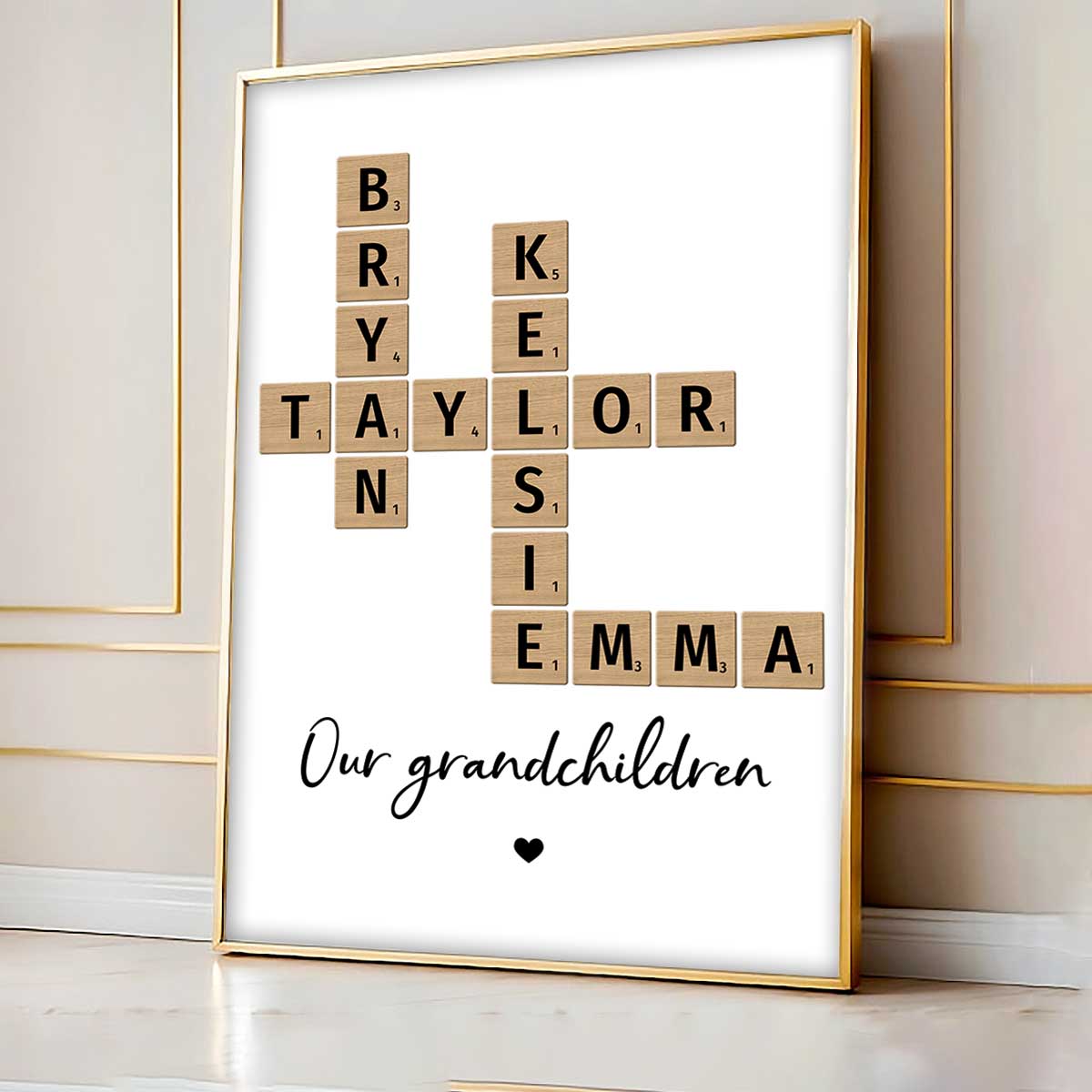 Our Grandkids Crossword Puzzle Art - Created In A Moment, Treasured Forever Personalized Poster