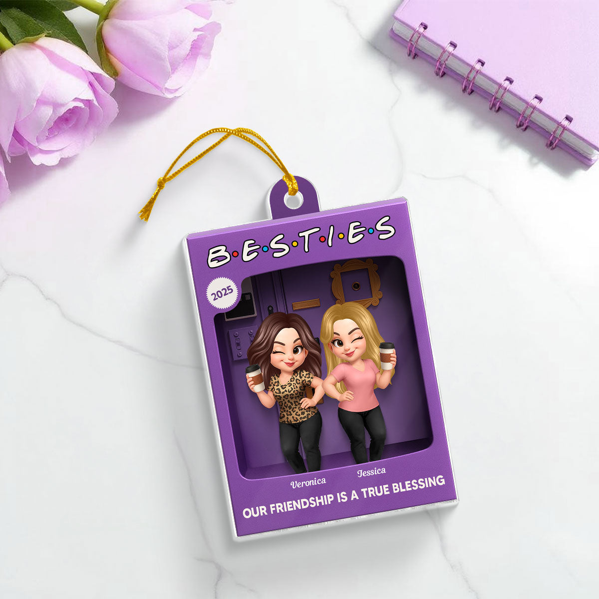 [BUY 2 GET 1 FREE] Besties Personalized Acrylic Ornament - Purple Toy Box Style Christmas Gift