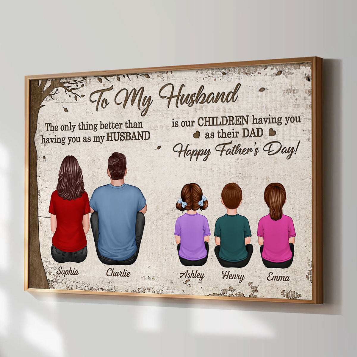 The Only Thing Having You As My Husband Back View Family Under Tree Personalized Poster