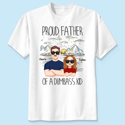 Proud Father Mountain Sketch Background Personalized Shirt