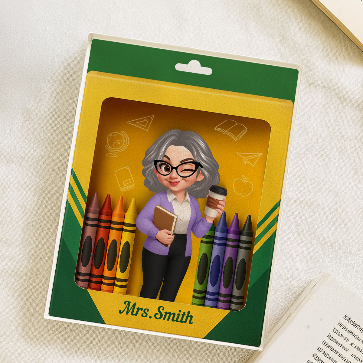 3D Effect Teacher Inside Crayon Box Personalized Acrylic Block, Back To School Gift for Teachers