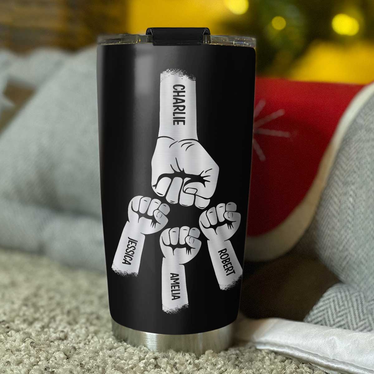 Best Dad Grandpa Ever Fist Bump Personalized Tumbler| Coolest Father's Day Gift For Dad, Grandpa