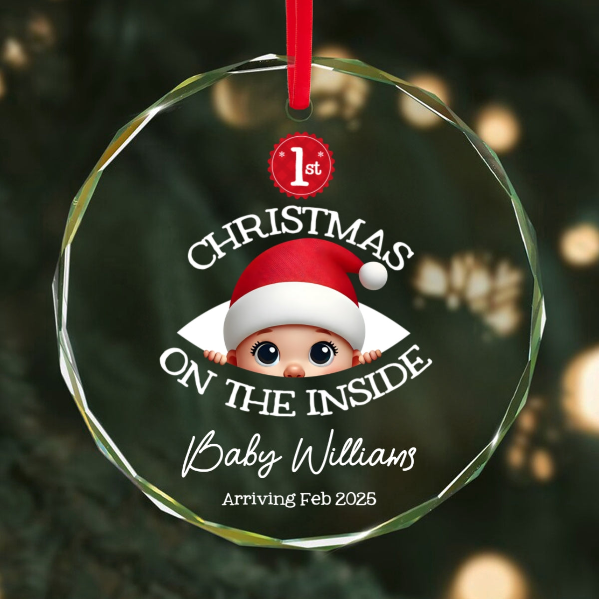 Personalized Baby's First Christmas On the Inside Glass Ornament, Custom Pregnancy Reveal Ornament, Expecting Parents