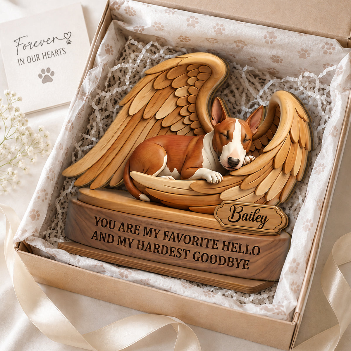 My Favorite Hello and Hardest Goodbye Pet Memorial - Personalized 2-Layered Wooden Plaque - Heartfelt Sympathy Keepsake