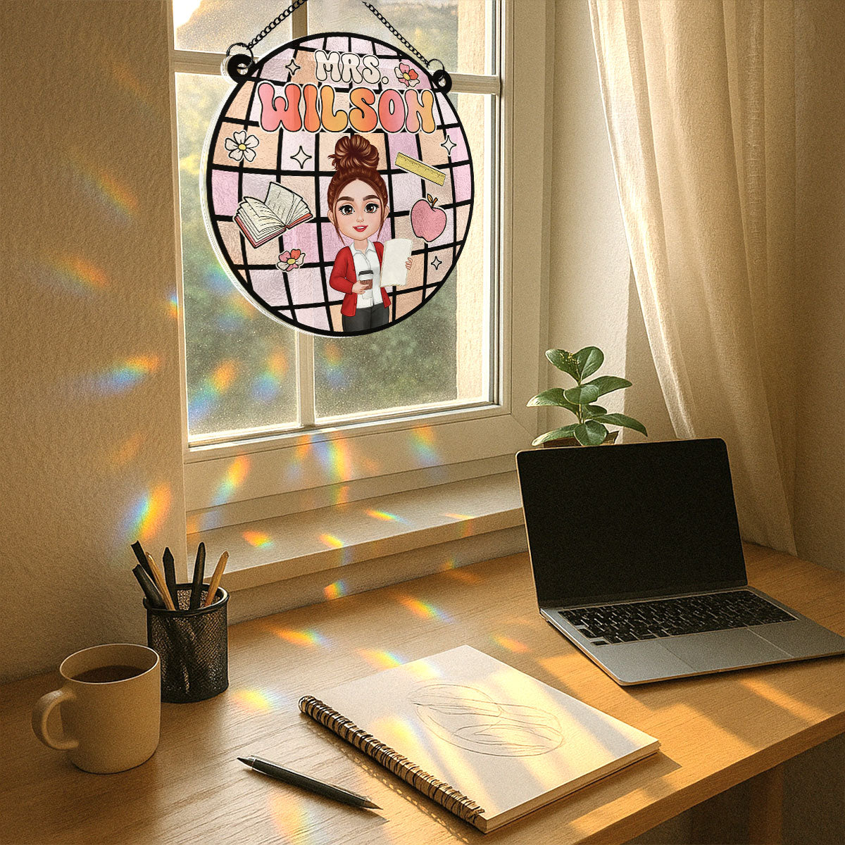 Teacher Classroom Colorful Personalized Suncatcher