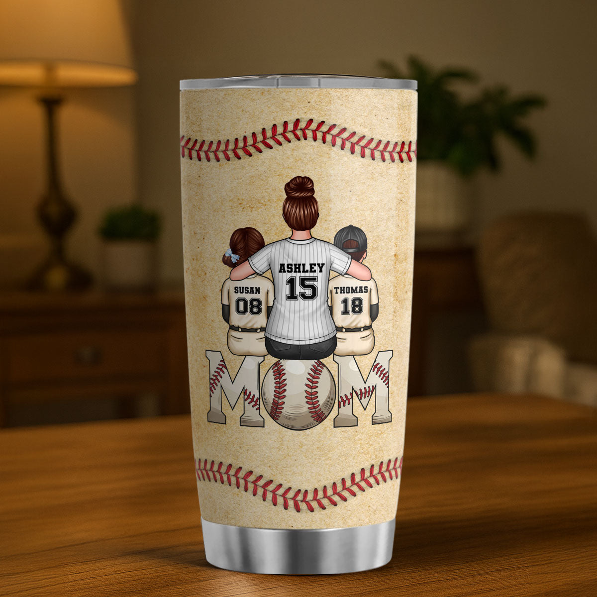 Baseball, Softball Mom And Kids Personalized Tumbler, Gift for Mom, Gift for Wife