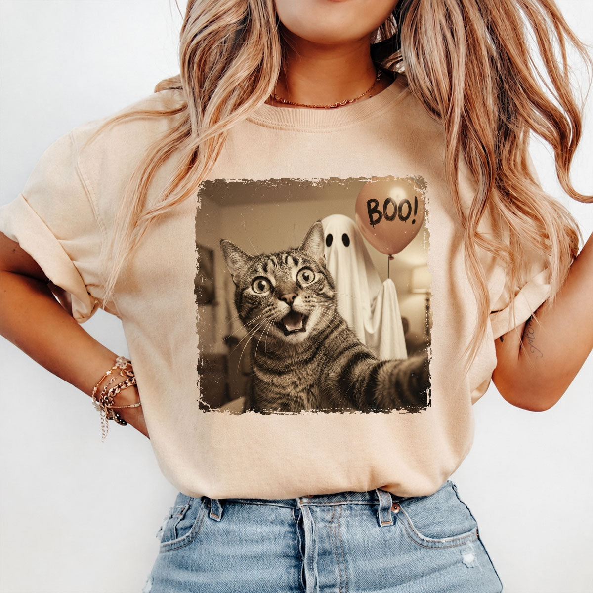 Custom Dog Photo Halloween - Personalized Shirt - Trendy Vintage Spooky Tee for Dog Moms