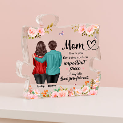 Mom You Are Important Piece Of My Life Personalized Acrylic Puzzle Block, Mother's Day gift for Moms