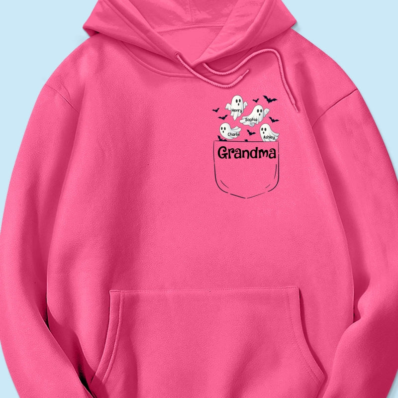 Grandma Cute Ghost and Bat Halloween In Pocket Effect Personalized Shirt