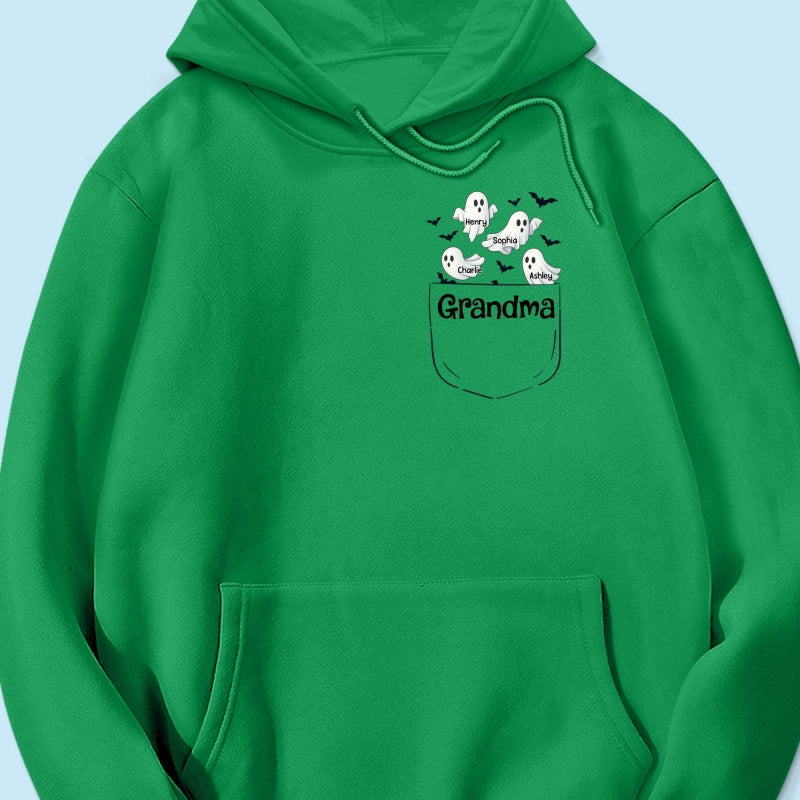 Grandma Cute Ghost and Bat Halloween In Pocket Effect Personalized Shirt