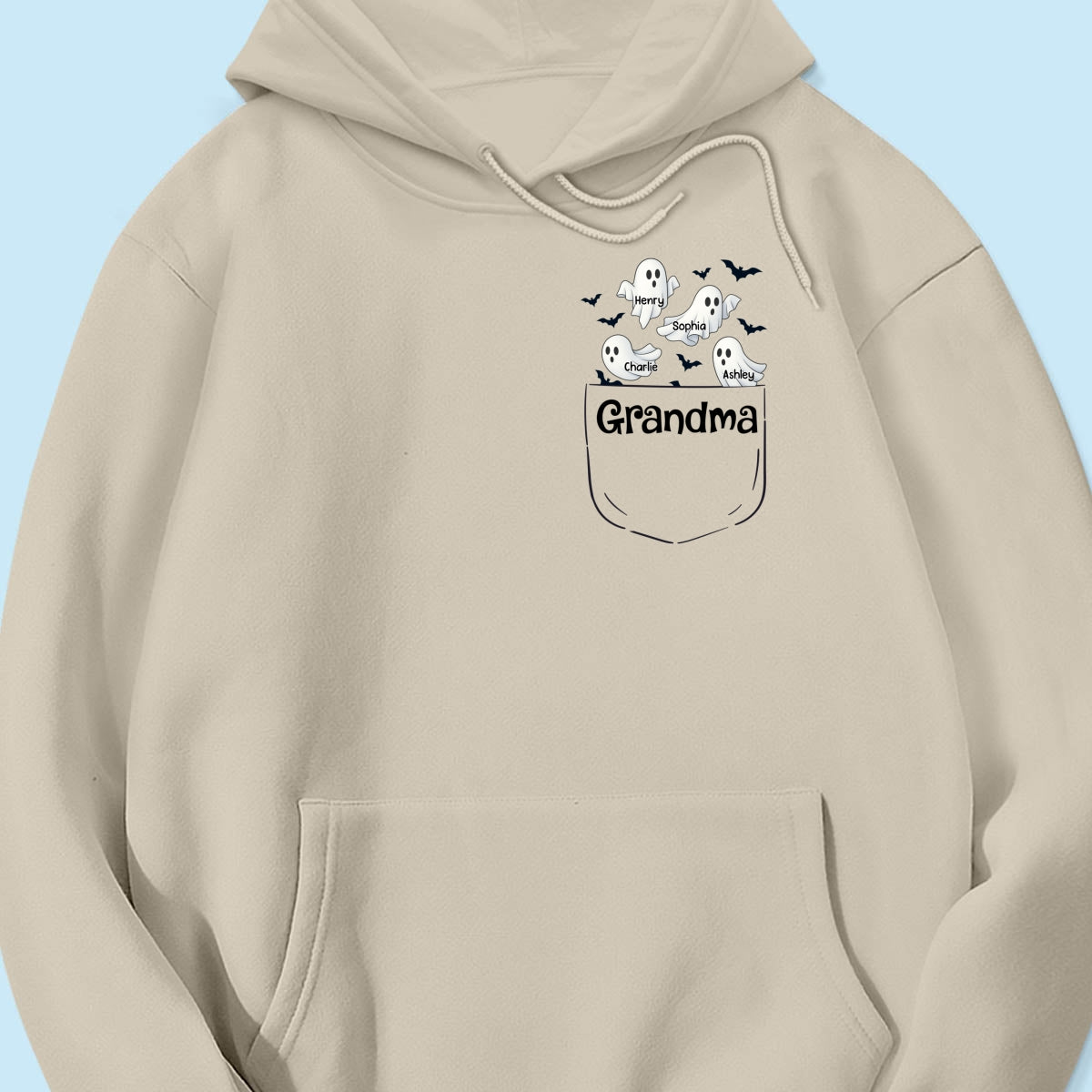 Grandma Cute Ghost and Bat Halloween In Pocket Effect Personalized Shirt