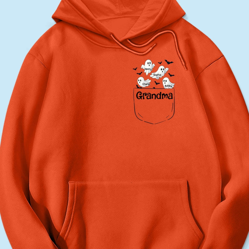 Grandma Cute Ghost and Bat Halloween In Pocket Effect Personalized Shirt