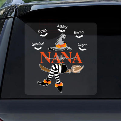 Grandma Life Witch On Broom Personalized Decal, Halloween Decor