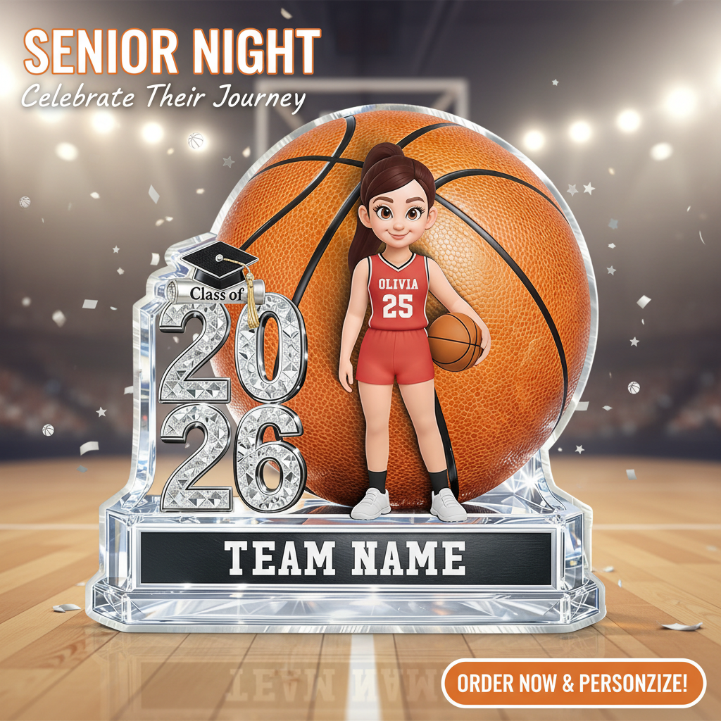 Basketball Senior Keepsake 2D Flat - Personalized Acrylic Block Plaque - Graduation Gift For Son, Daughter, Graduates Class of 2026