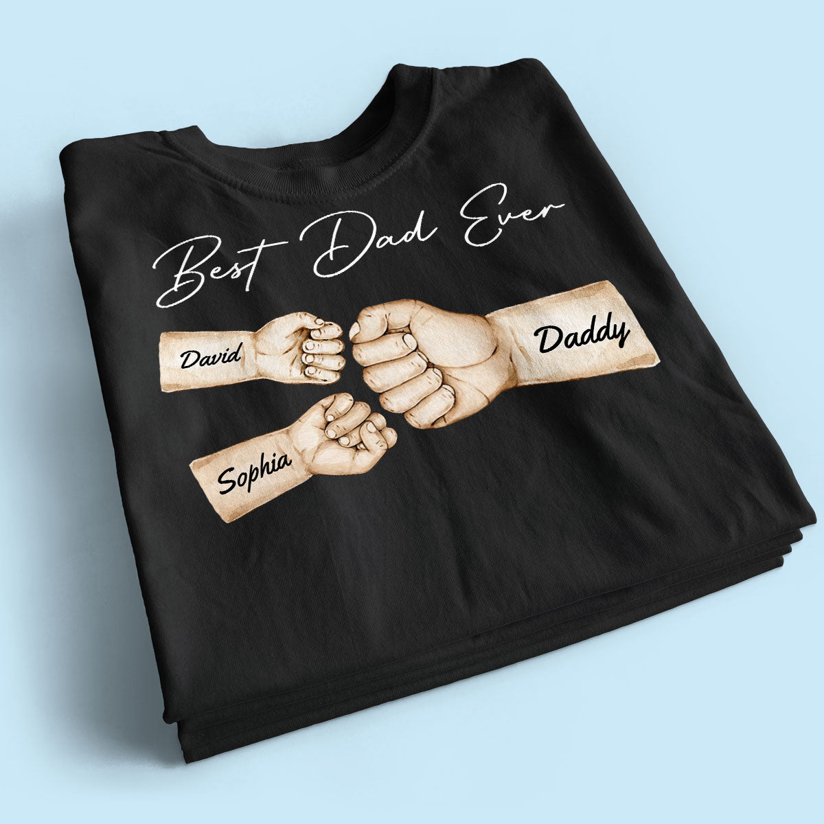 Best Dad Ever Fist Bump Dad & Kids Names Personalized Shirt