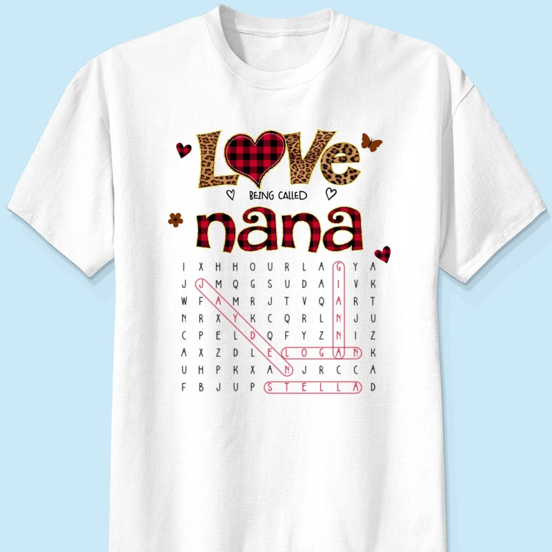 Love Being Called Grandma Leopard Pattern Word Search Puzzle - Personalized Shirt - Mother's Day Gift For Grandma Mom