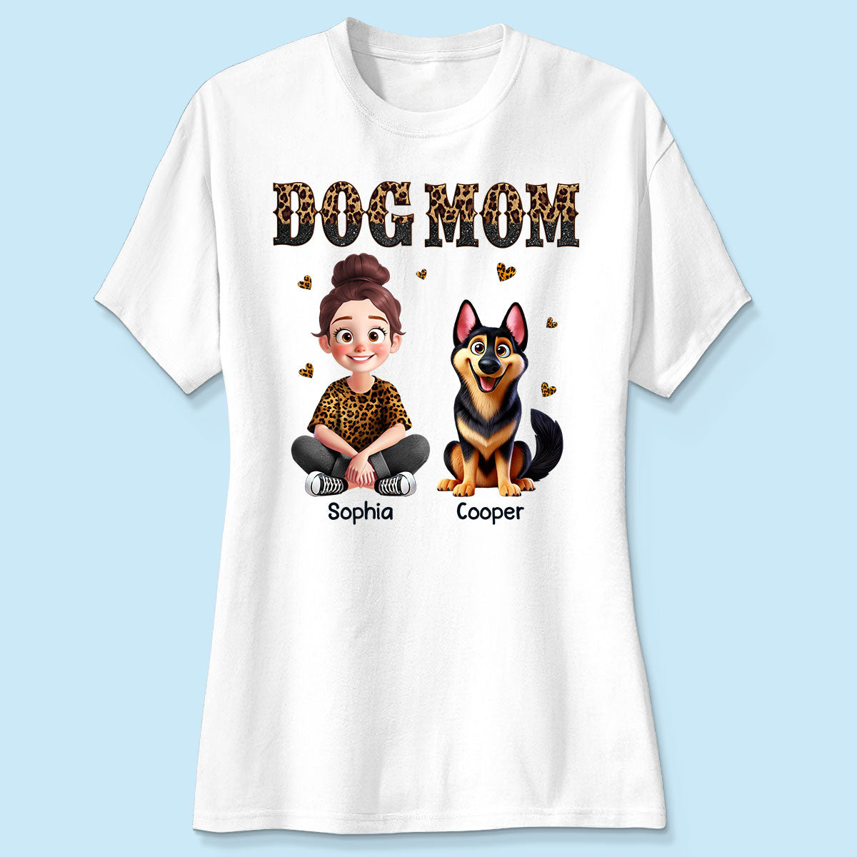 Leopard Dog Mom Animation Cartoon Personalized Shirt, Gift For Dog Lovers