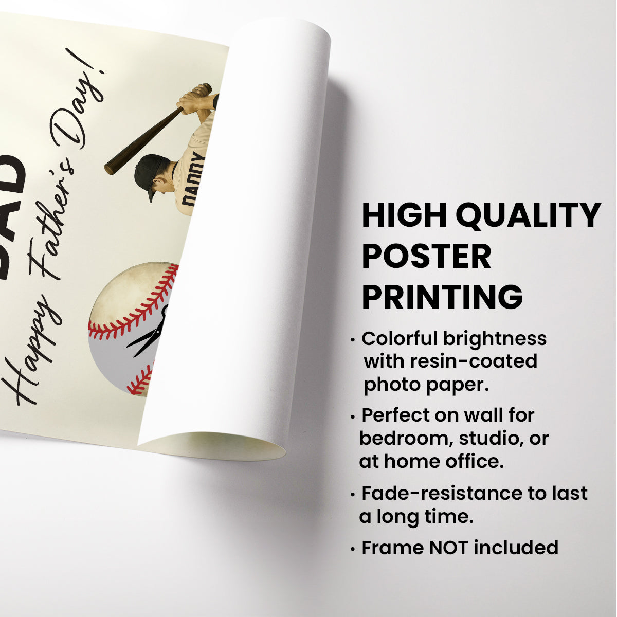 Baseball Dad Happy Father's Day Money Gift Personalized Poster, Gift for Dad, Gift for Husband