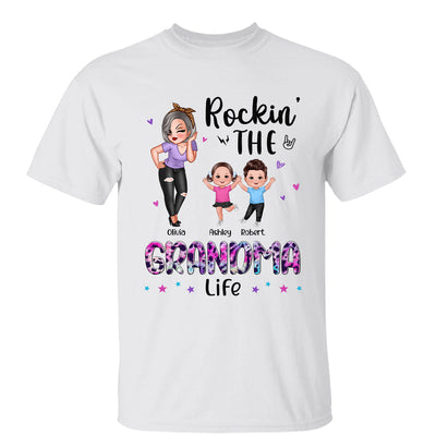 Colorful Leopard Rockin‘ Grandma Life Personalized Shirt