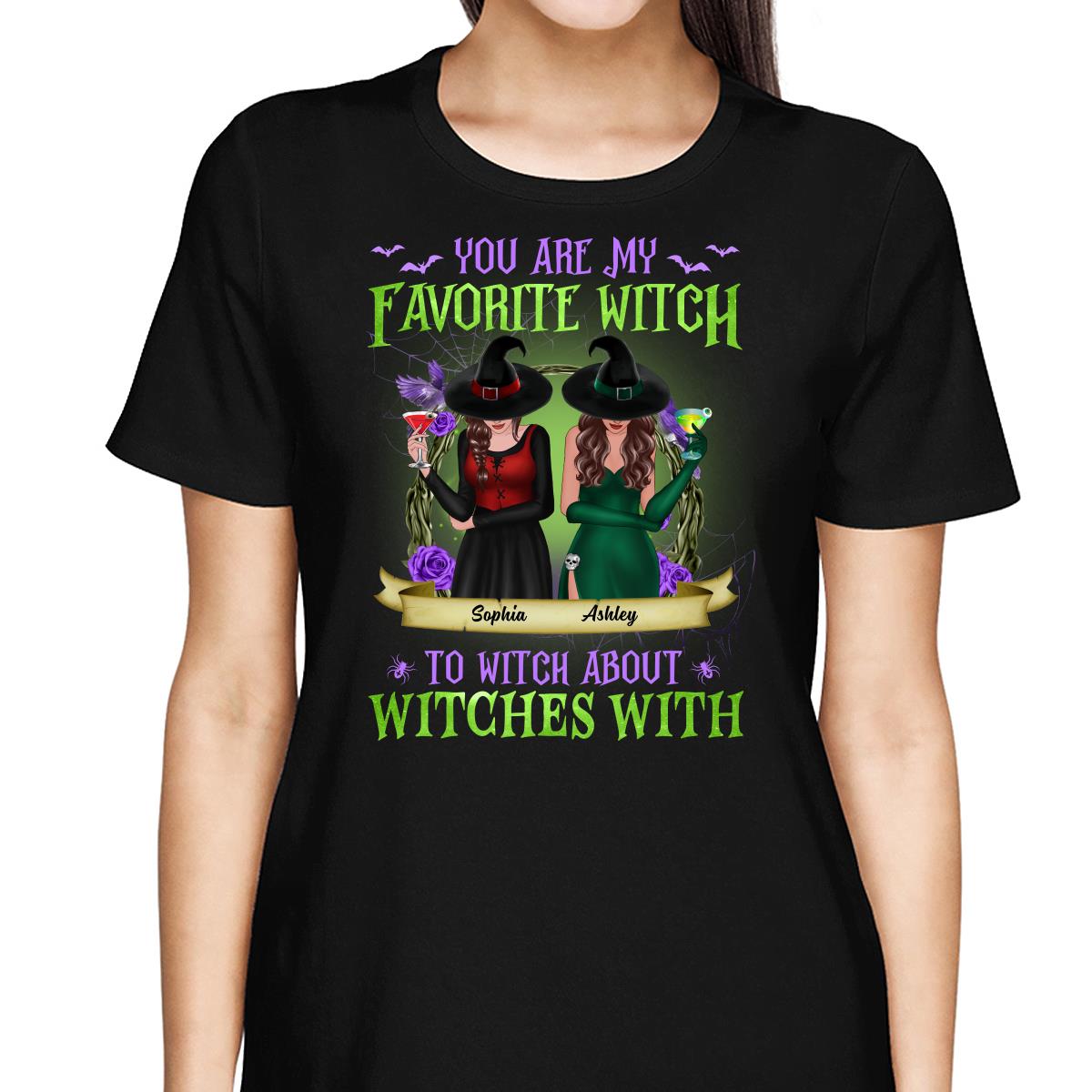 Green And Purple Halloween Front View Besties Gift For Best Friends Personalized Shirt