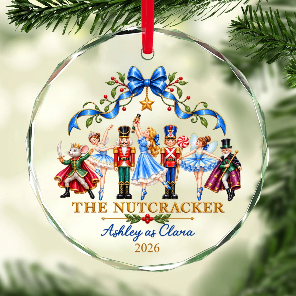 The Nutcracker Custom Name And Character - Personalized Glass Ornament - Christmas Gift For Ballet Dancers, Girls, Kids