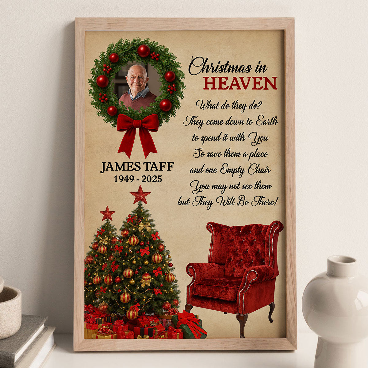 Christmas In Heaven Upload Photo Family Memorial - Personalized Poster