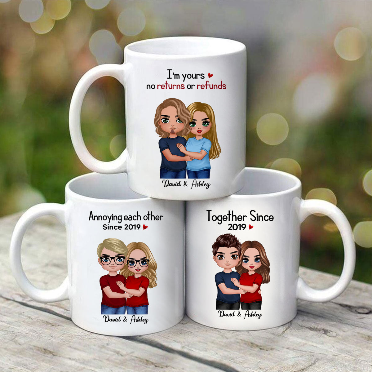 Standing Embracing Doll Couple Valentine‘s Anniversary Gift For Him Gift For Her Personalized Mug