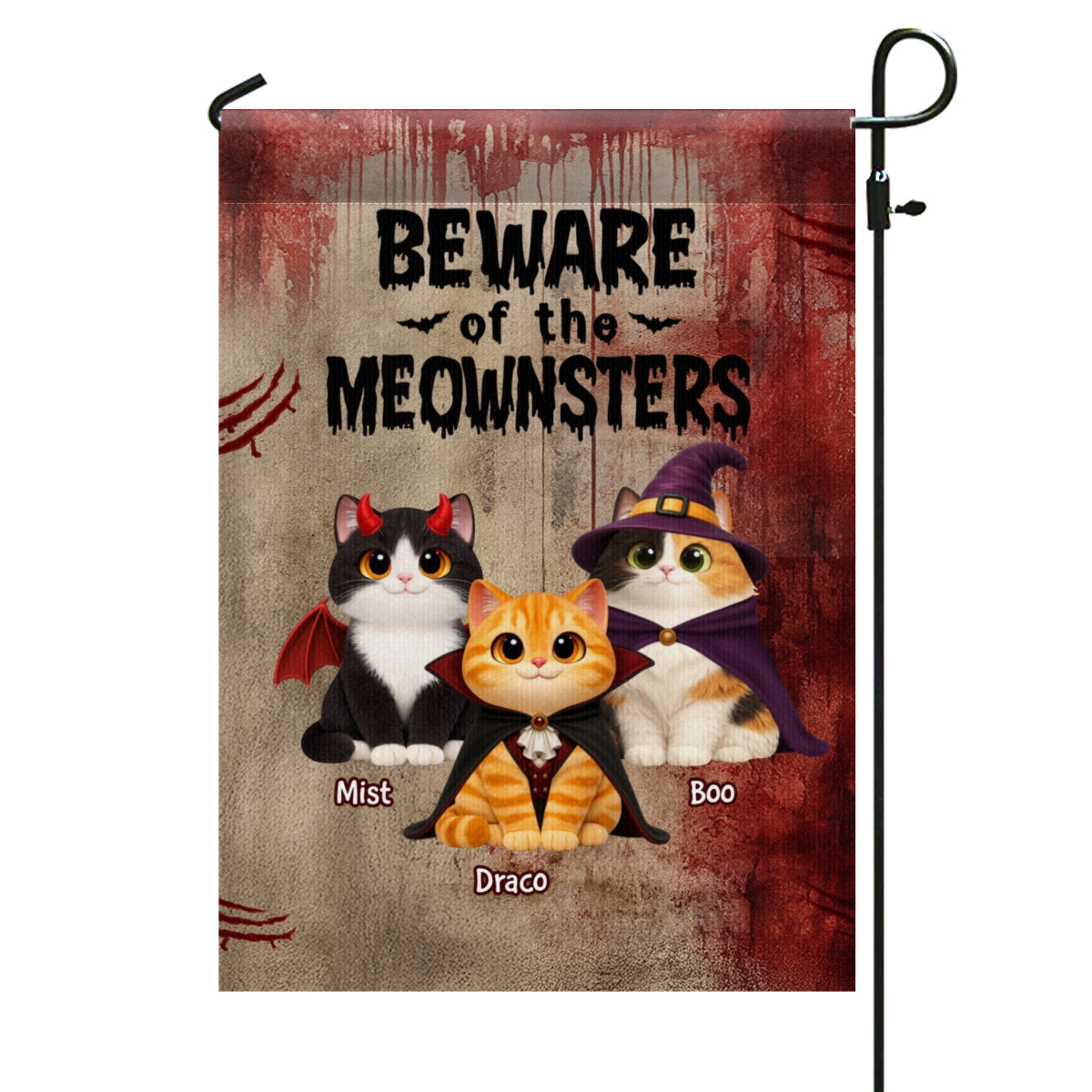 Halloween Horror Theme Beware Of Little Meownsters Cats - Personalized Garden Flag - Halloween Decor For Cat Lovers