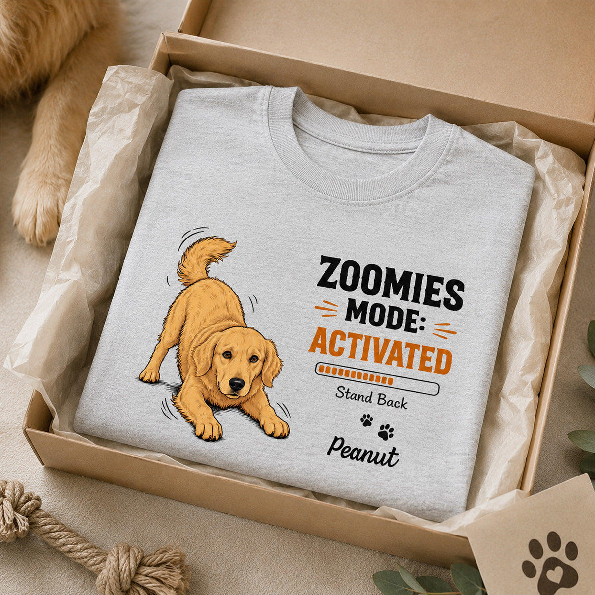 Zoomies Mode Activated Dog Play Bow Pose Custom Pet Photo - Personalized Shirt - Funny Gift For Dog Lover