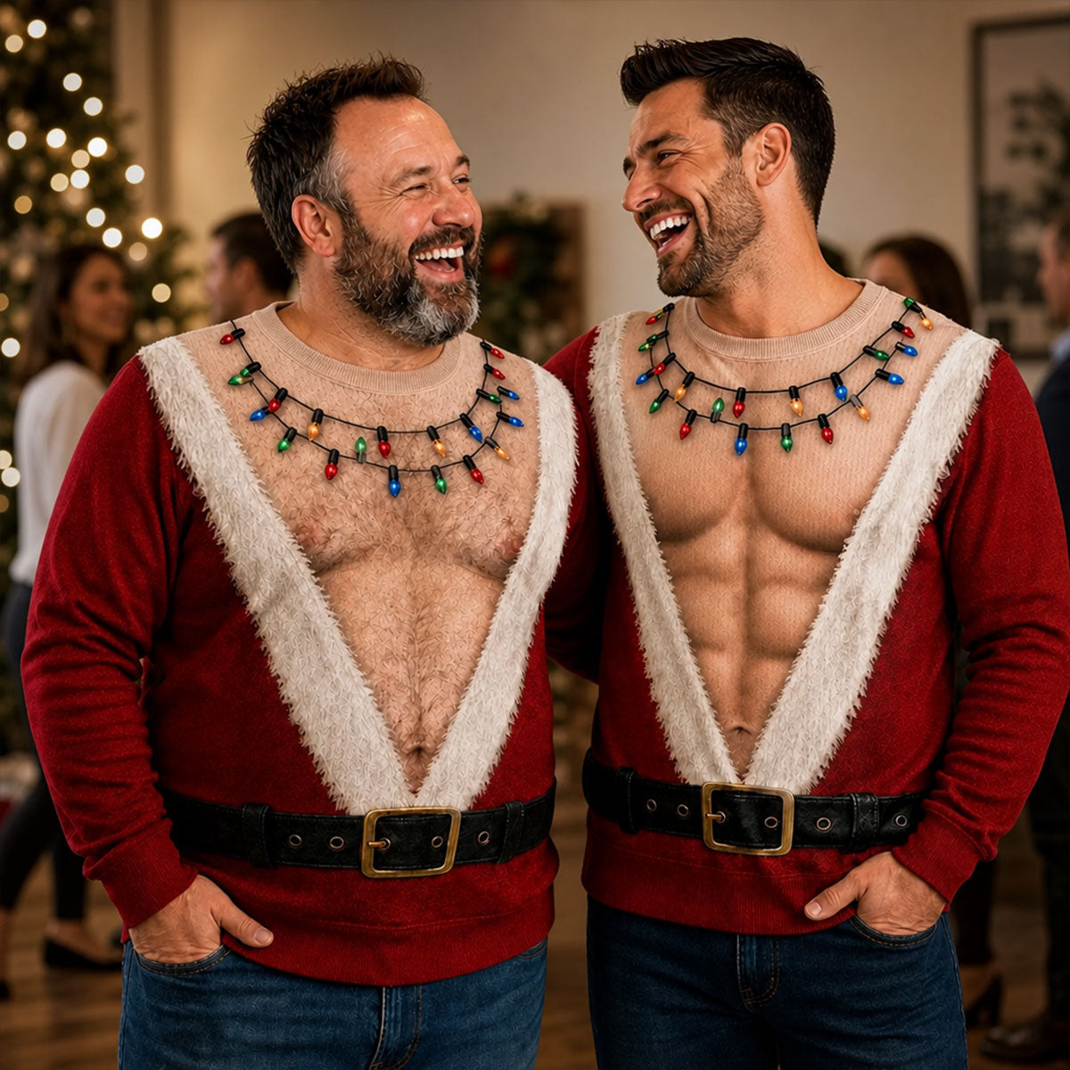 Funny Santa Abs - Personalized Ugly Sweater - Christmas Gift For Man, Husband