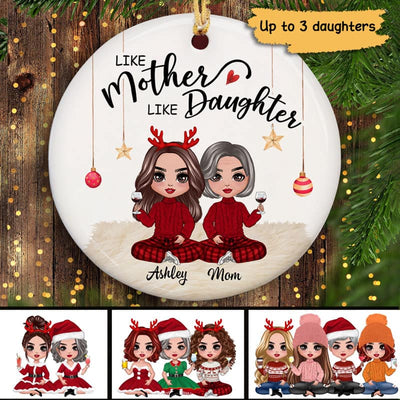 Doll Mother And Daughters Personalized Circle Ornament