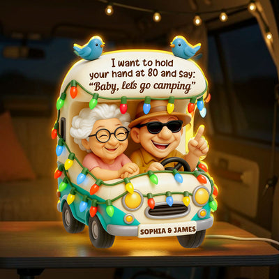 Baby Let's Go Camping Old Couple - Personalized Light Box - Gift For Him, Gift For Her, Gift For Couple