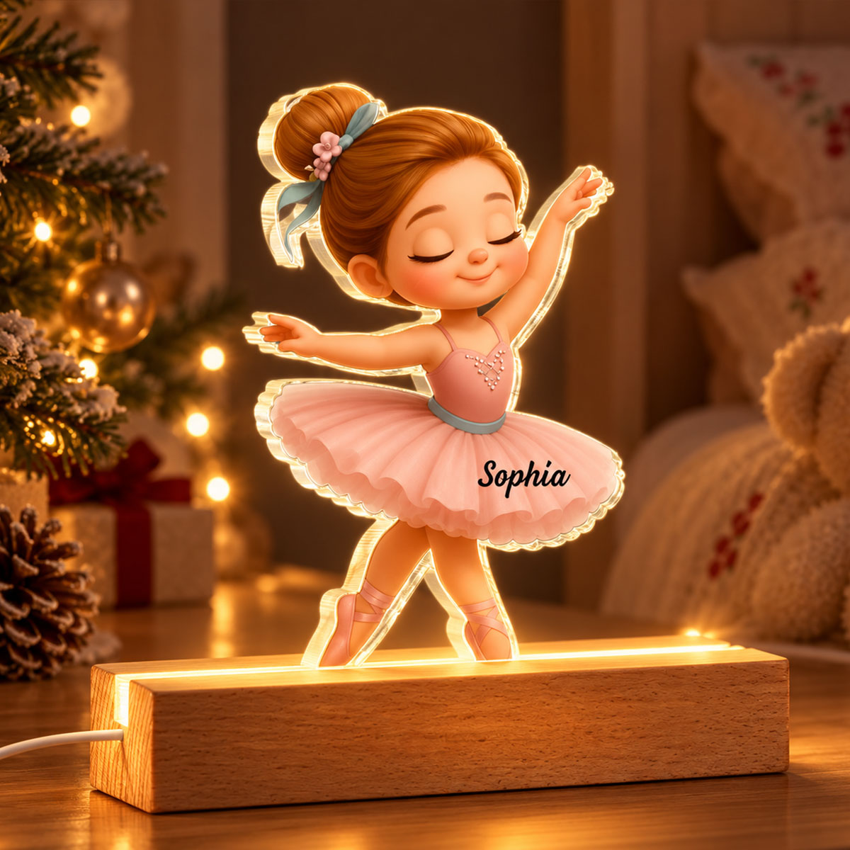 Custom Ballerina Girl - Personalized Acrylic Block LED Night Light - Nursery Room Lamp, Birthday Gift, Christmas Gift for Daughter, Granddaughter