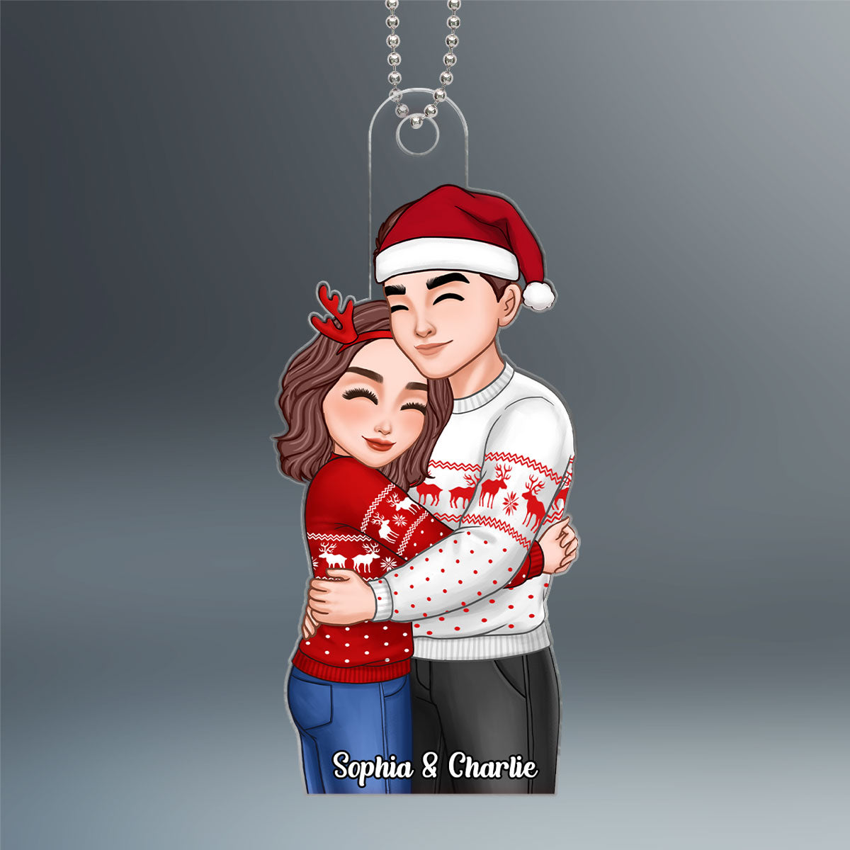Happy Romantic Couple Hugging Personalized Acrylic Ornament