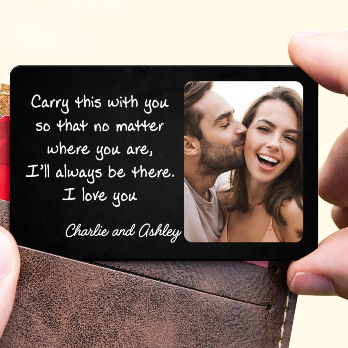 Carry This So I‘ll Always Be There Custom Photo Wallet Keepsake Personalized Metal Wallet Card