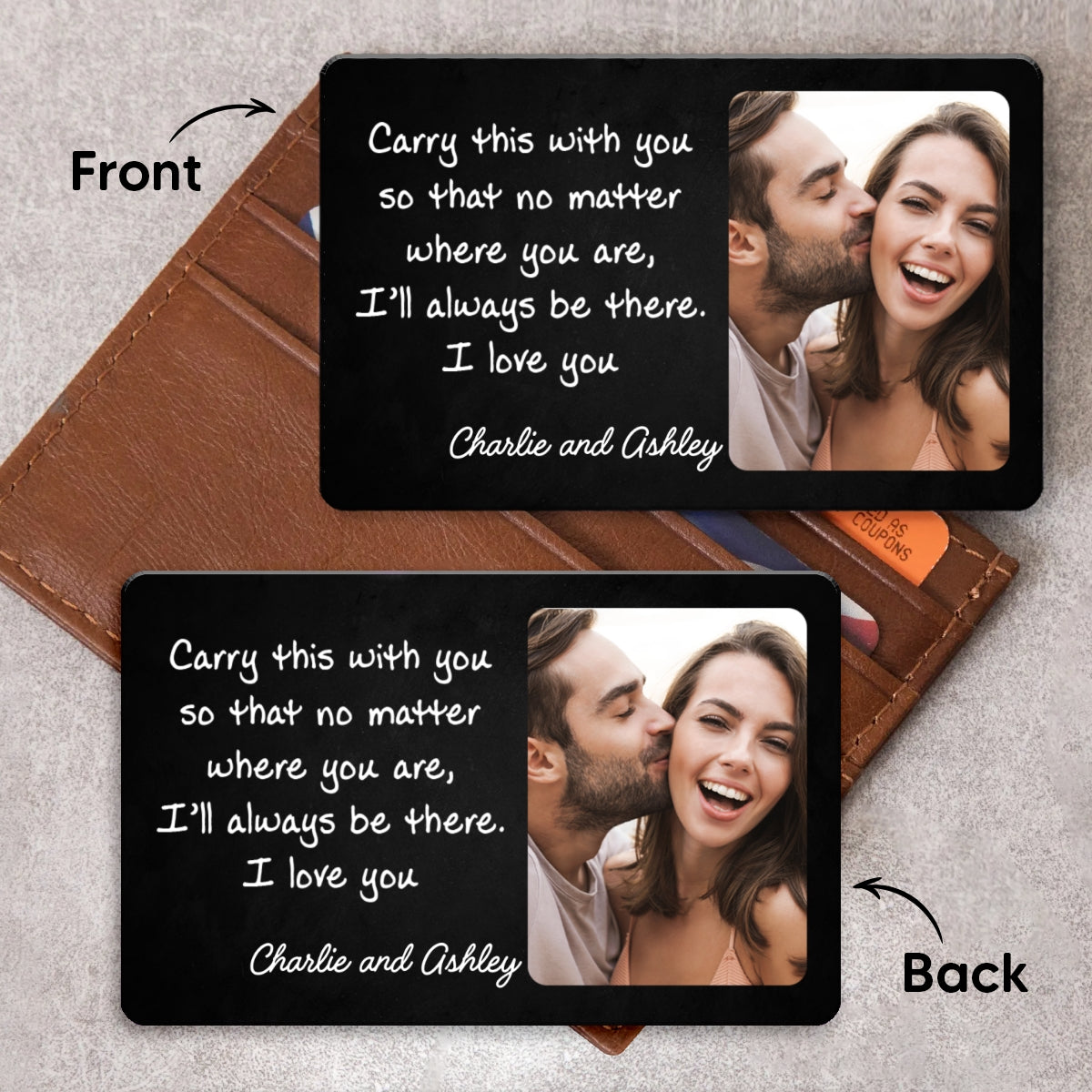 Carry This So I‘ll Always Be There Custom Photo Wallet Keepsake Personalized Metal Wallet Card
