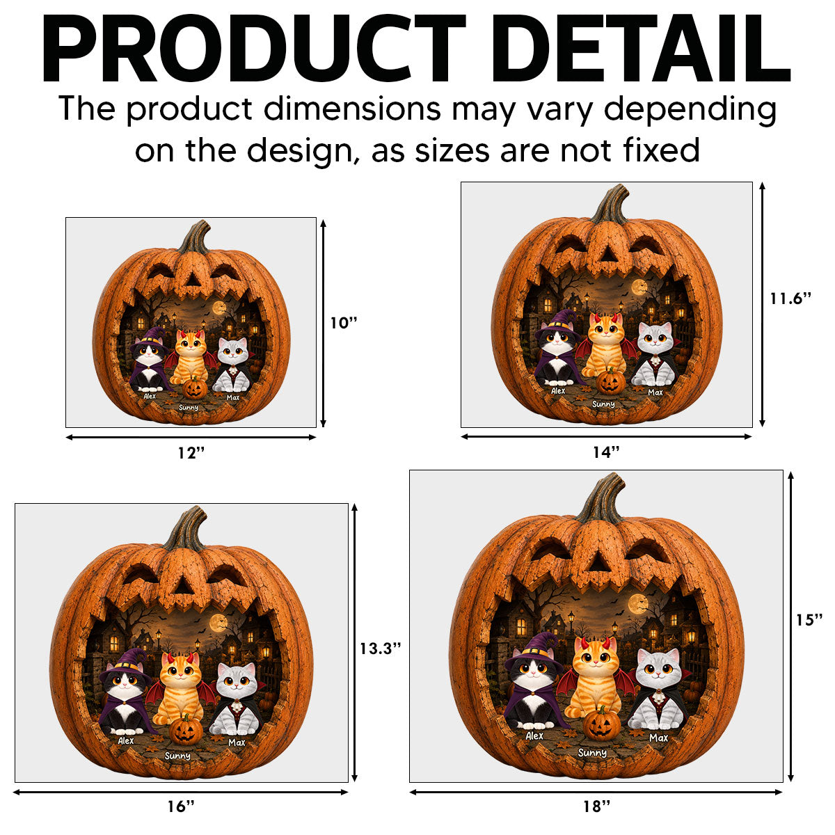 Spooky Halloween Pumpkin Cats - Personalized Yard Sign - Halloween Decor For Cat Lovers